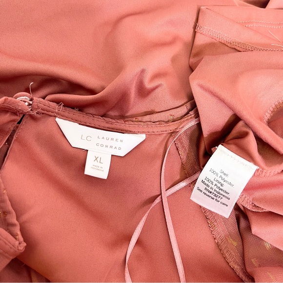 Lauren Conrad Cascading Ruffle Dress Raglan Sleeves Boatneck Midi Without Belt - Picture 3 of 15